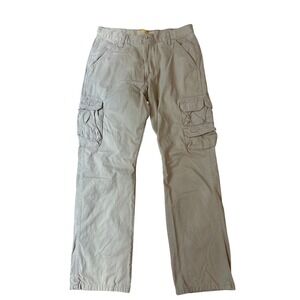 Wrangler Cargo Pants Mens Tan Khaki Straight Leg Utility Workwear SIZE 34x32